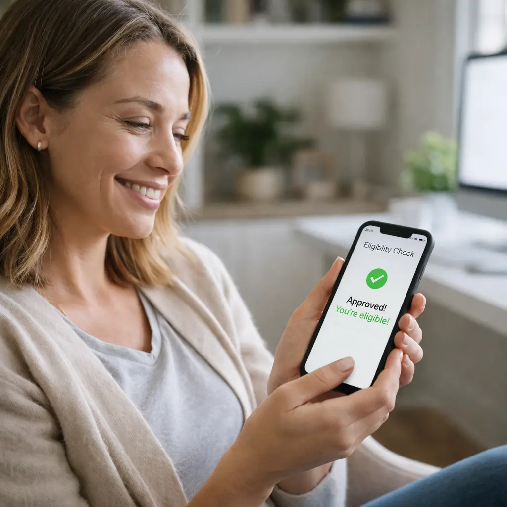 Person easily checking tablet eligibility online