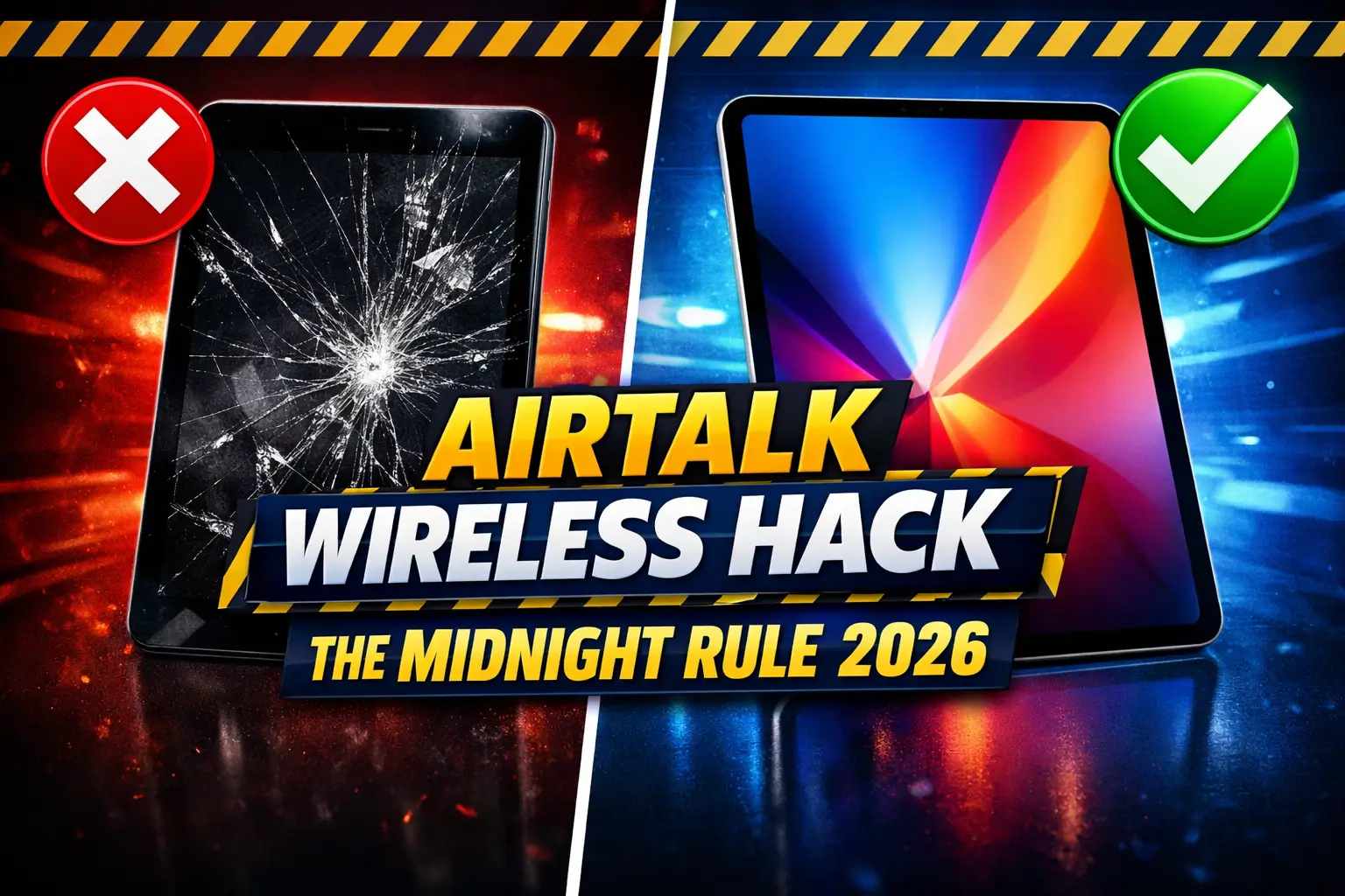 AirTalk Wireless Free Tablet: How to Score a High-End Refurbished Device 1 AirTalk Wireless hack 2026 thumbnail showing broken Android tablet with red X and premium iPad with green checkmark and midnight rule text