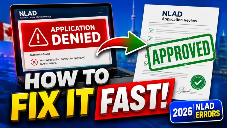 Laptop showing Lifeline application denied error beside approved document with NLAD errors 2026 text and fix fast message.