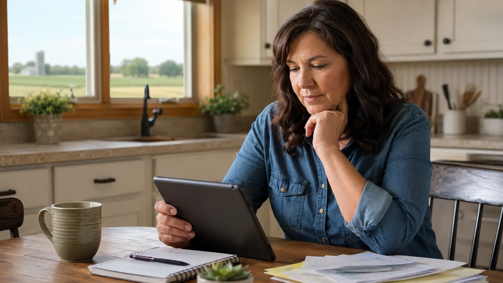 Kansas resident checking Lifeline tablet options and benefit documents