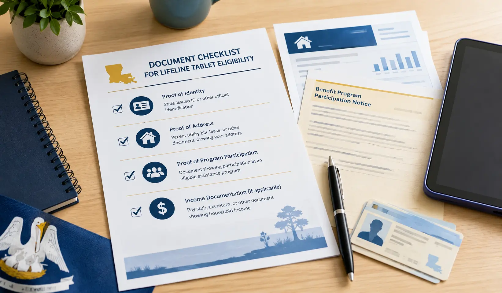 Louisiana benefits document checklist for Lifeline tablet eligibility
