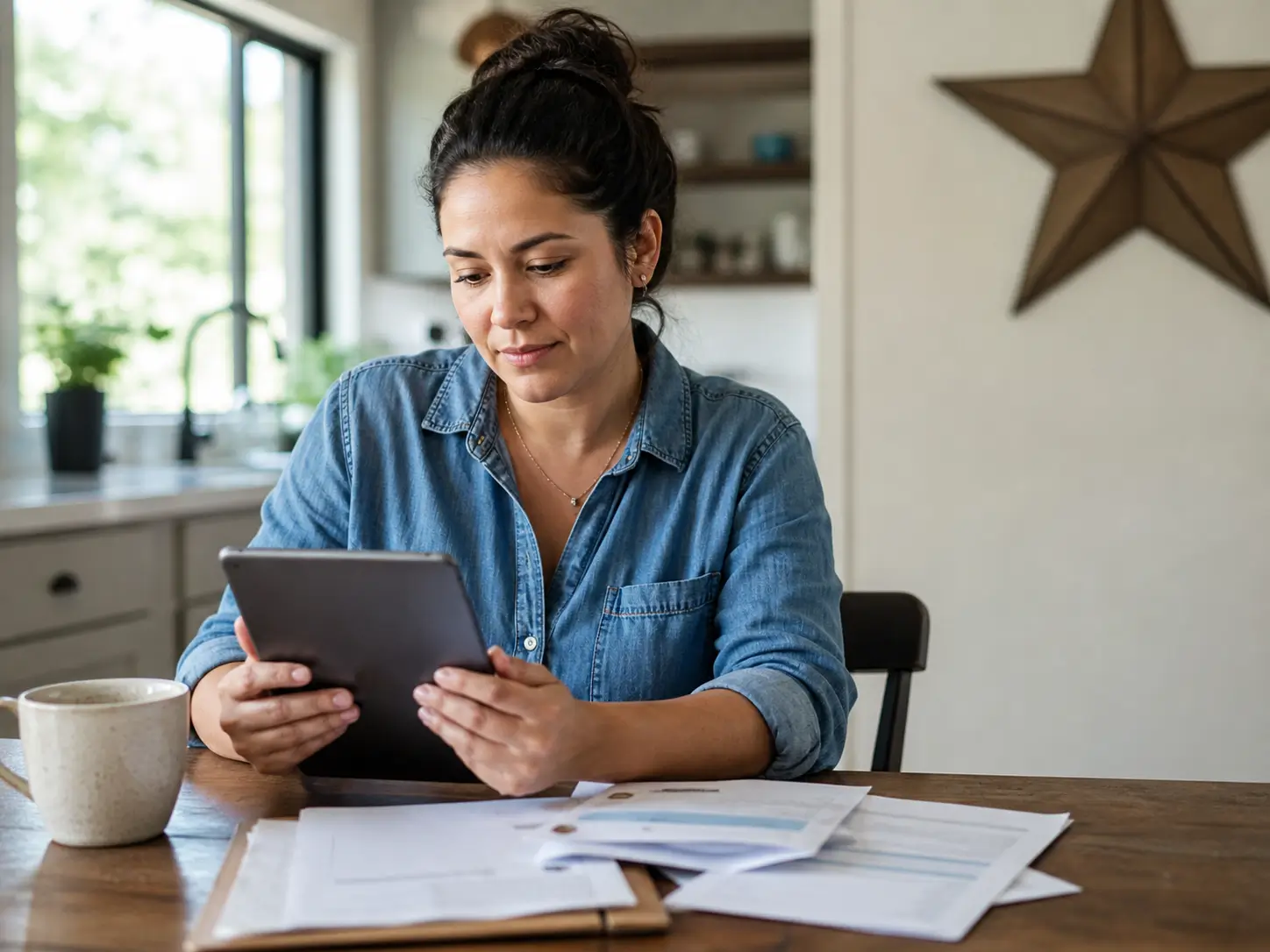 Texas resident checking Lifeline and tablet options on a tablet