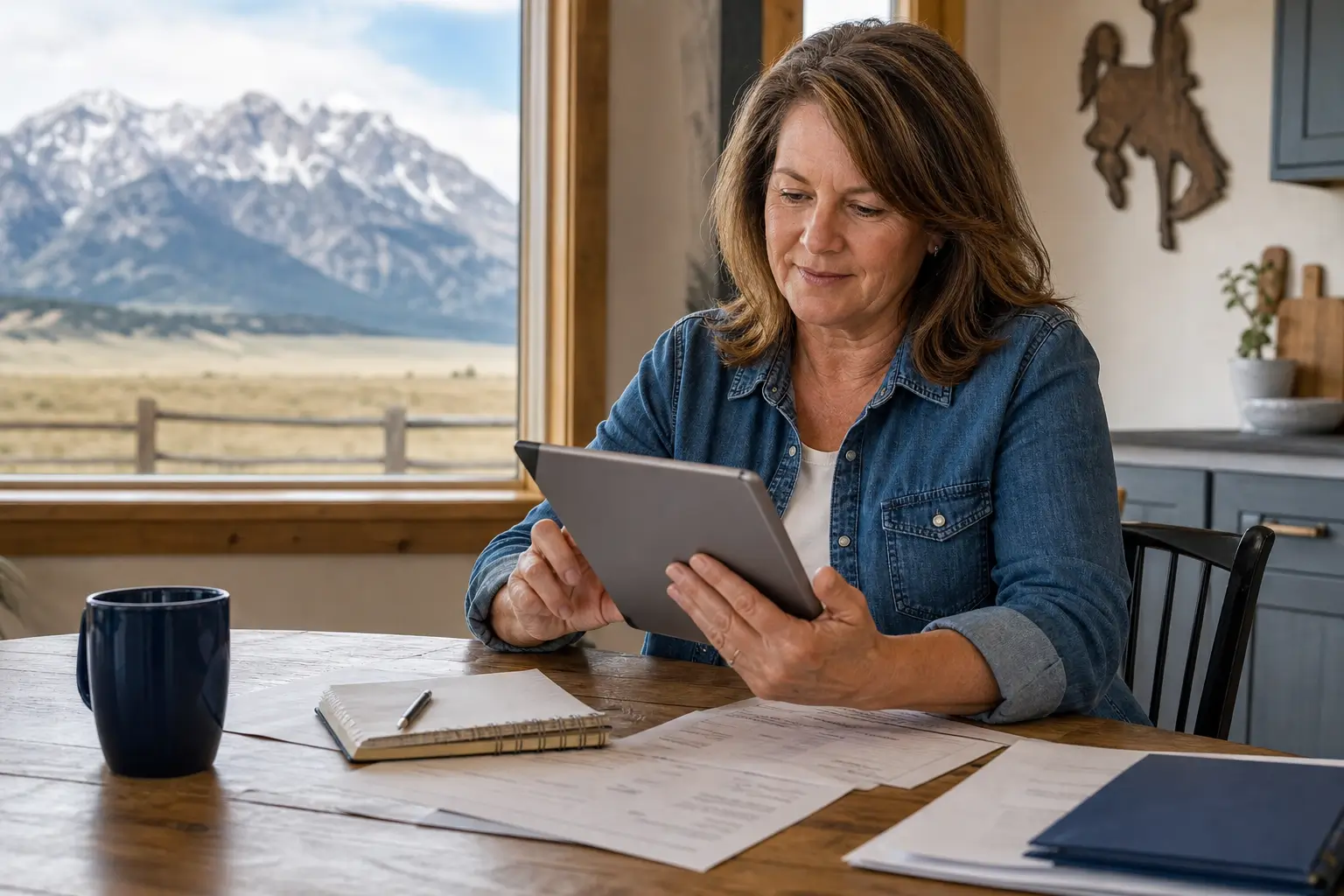 Wyoming resident checking Lifeline and tablet options on a tablet