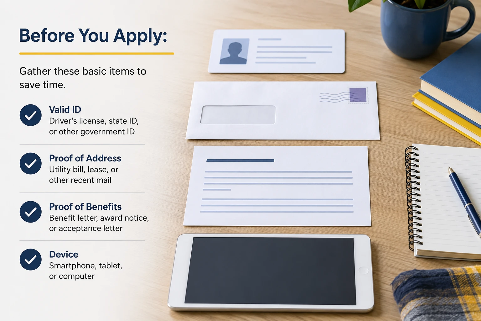 Simple Pennsylvania tablet application checklist with documents and ZIP code check